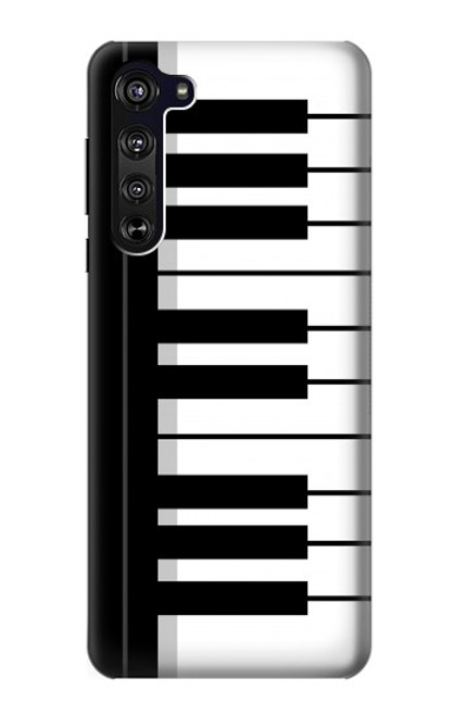 W3078 Black and White Piano Keyboard Funda Carcasa Case y Caso Del Tirón Funda para Motorola Edge