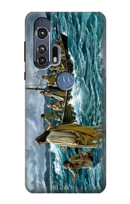 W1722 Jesus Walk on The Sea Funda Carcasa Case y Caso Del Tirón Funda para Motorola Edge+