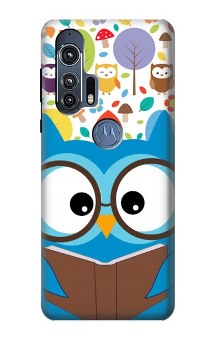 W2521 Cute Nerd Owl Cartoon Funda Carcasa Case y Caso Del Tirón Funda para Motorola Edge+