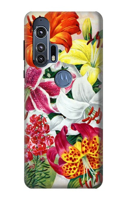 W3205 Retro Art Flowers Funda Carcasa Case y Caso Del Tirón Funda para Motorola Edge+