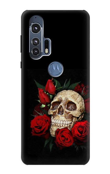 W3753 Dark Gothic Goth Skull Roses Funda Carcasa Case y Caso Del Tirón Funda para Motorola Edge+