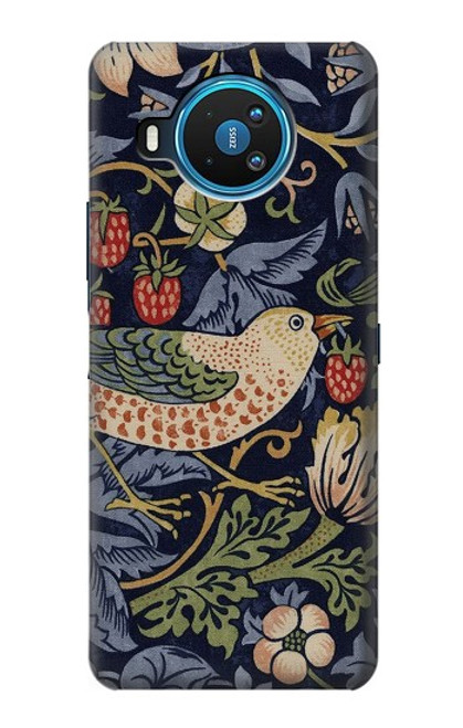 W3791 William Morris Strawberry Thief Fabric Funda Carcasa Case y Caso Del Tirón Funda para Nokia 8.3 5G