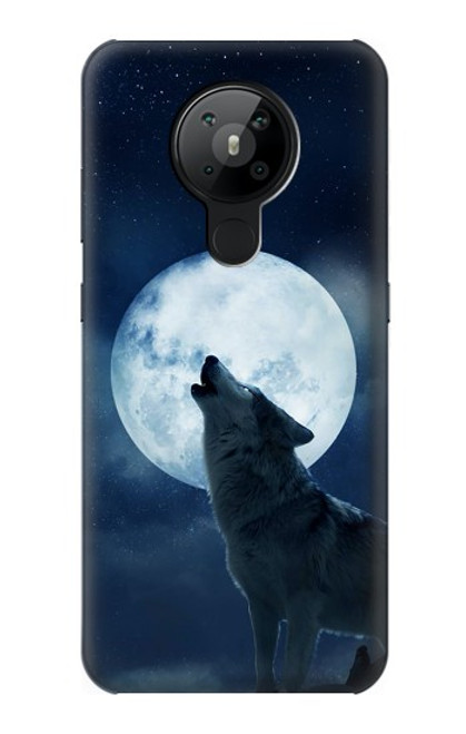 W3693 Grim White Wolf Full Moon Funda Carcasa Case y Caso Del Tirón Funda para Nokia 5.3
