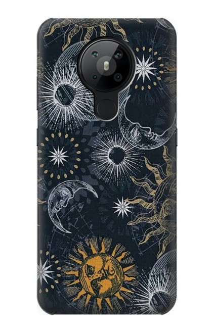 W3702 Moon and Sun Funda Carcasa Case y Caso Del Tirón Funda para Nokia 5.3