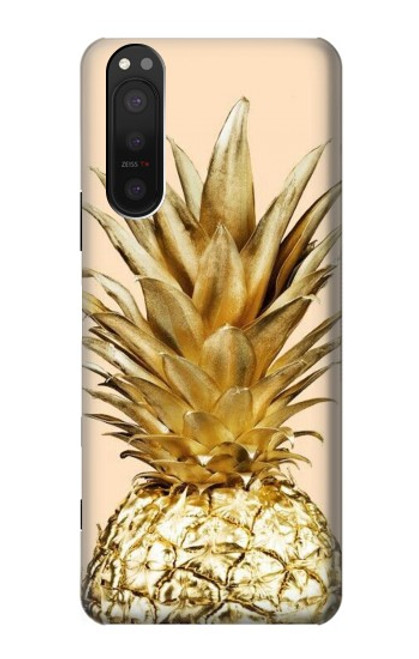 W3490 Gold Pineapple Funda Carcasa Case y Caso Del Tirón Funda para Sony Xperia 5 II