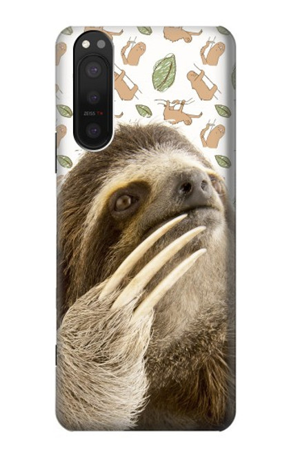 W3559 Sloth Pattern Funda Carcasa Case y Caso Del Tirón Funda para Sony Xperia 5 II