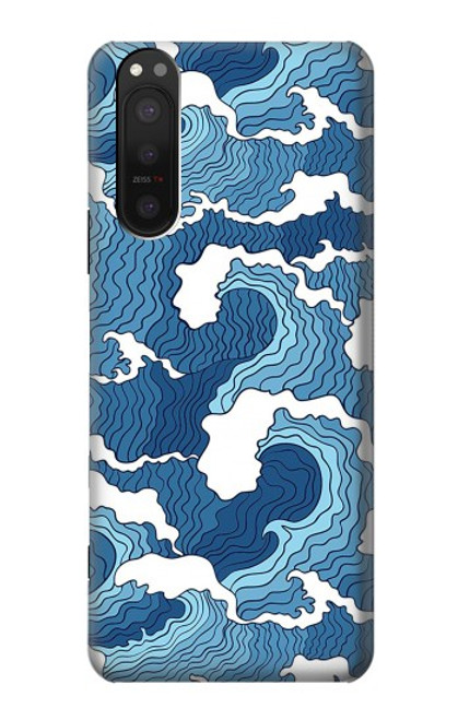 W3751 Wave Pattern Funda Carcasa Case y Caso Del Tirón Funda para Sony Xperia 5 II