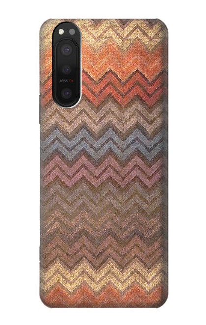 W3752 Zigzag Fabric Pattern Graphic Printed Funda Carcasa Case y Caso Del Tirón Funda para Sony Xperia 5 II