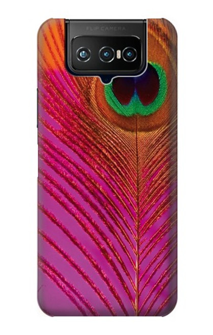 W3201 Pink Peacock Feather Funda Carcasa Case y Caso Del Tirón Funda para ASUS ZenFone 7 Pro