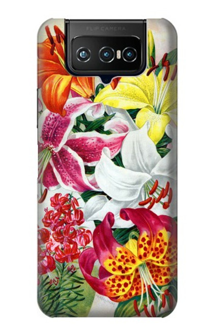 W3205 Retro Art Flowers Funda Carcasa Case y Caso Del Tirón Funda para ASUS ZenFone 7 Pro