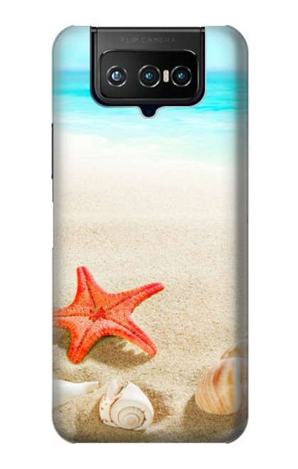 W3212 Sea Shells Starfish Beach Funda Carcasa Case y Caso Del Tirón Funda para ASUS ZenFone 7 Pro