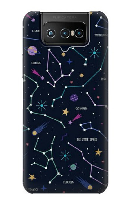 W3220 Star Map Zodiac Constellations Funda Carcasa Case y Caso Del Tirón Funda para ASUS ZenFone 7 Pro