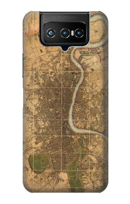 W3230 Vintage Map of London Funda Carcasa Case y Caso Del Tirón Funda para ASUS ZenFone 7 Pro