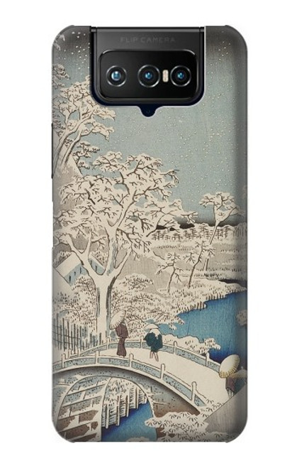 W3350 Utagawa Hiroshige Drum Bridge Yuhi Hill in Meguro Funda Carcasa Case y Caso Del Tirón Funda para ASUS ZenFone 7 Pro