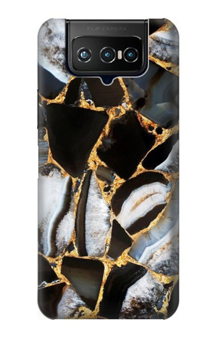 W3419 Gold Marble Graphic Print Funda Carcasa Case y Caso Del Tirón Funda para ASUS ZenFone 7 Pro