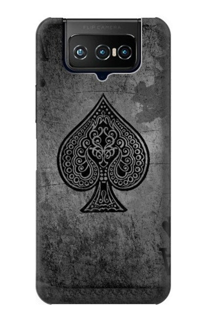 W3446 Black Ace Spade Funda Carcasa Case y Caso Del Tirón Funda para ASUS ZenFone 7 Pro