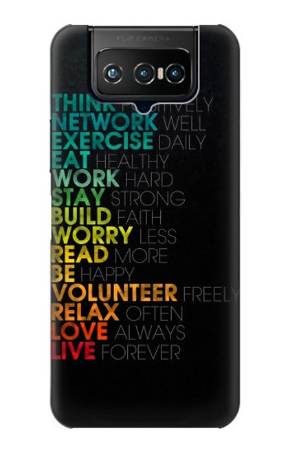 W3523 Think Positive Words Quotes Funda Carcasa Case y Caso Del Tirón Funda para ASUS ZenFone 7 Pro