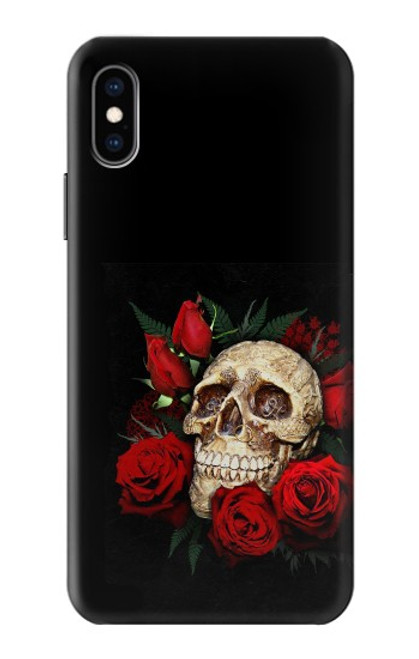 W3753 Dark Gothic Goth Skull Roses Funda Carcasa Case y Caso Del Tirón Funda para iPhone X, iPhone XS