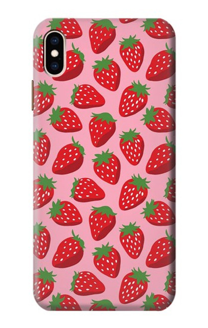 W3719 Strawberry Pattern Funda Carcasa Case y Caso Del Tirón Funda para iPhone XS Max