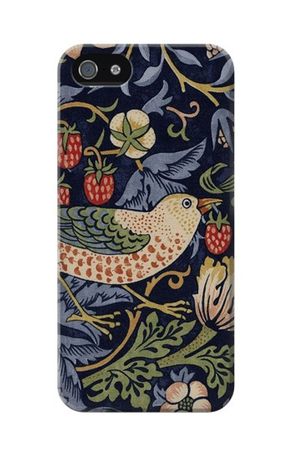 W3791 William Morris Strawberry Thief Fabric Funda Carcasa Case y Caso Del Tirón Funda para iPhone 5 5S SE