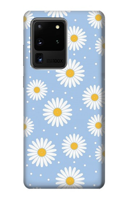 W3681 Daisy Flowers Pattern Funda Carcasa Case y Caso Del Tirón Funda para Samsung Galaxy S20 Ultra