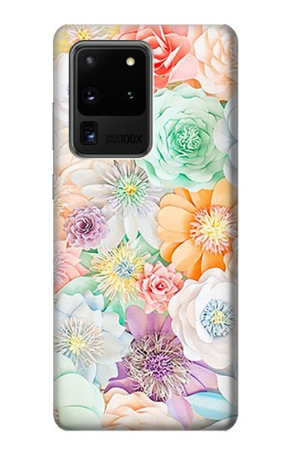 W3705 Pastel Floral Flower Funda Carcasa Case y Caso Del Tirón Funda para Samsung Galaxy S20 Ultra