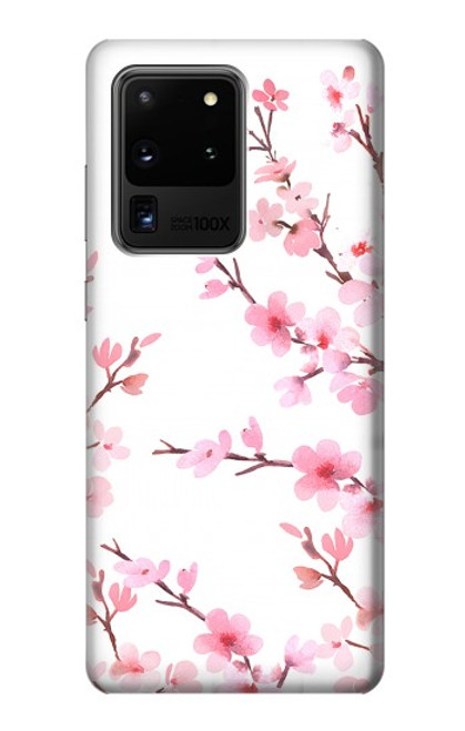 W3707 Pink Cherry Blossom Spring Flower Funda Carcasa Case y Caso Del Tirón Funda para Samsung Galaxy S20 Ultra