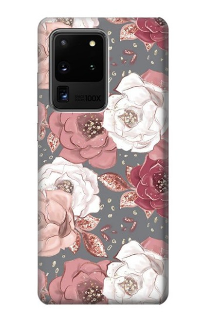 W3716 Rose Floral Pattern Funda Carcasa Case y Caso Del Tirón Funda para Samsung Galaxy S20 Ultra