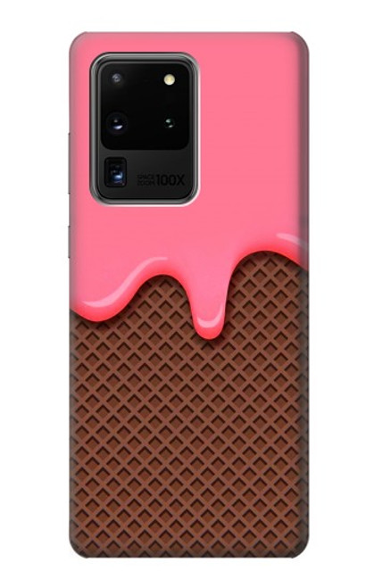 W3754 Strawberry Ice Cream Cone Funda Carcasa Case y Caso Del Tirón Funda para Samsung Galaxy S20 Ultra