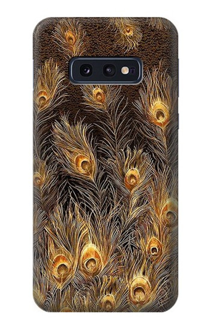 W3691 Gold Peacock Feather Funda Carcasa Case y Caso Del Tirón Funda para Samsung Galaxy S10e