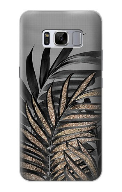 W3692 Gray Black Palm Leaves Funda Carcasa Case y Caso Del Tirón Funda para Samsung Galaxy S8