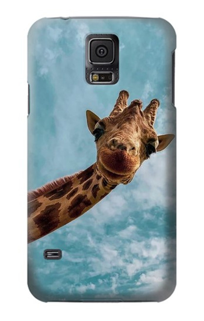 W3680 Cute Smile Giraffe Funda Carcasa Case y Caso Del Tirón Funda para Samsung Galaxy S5