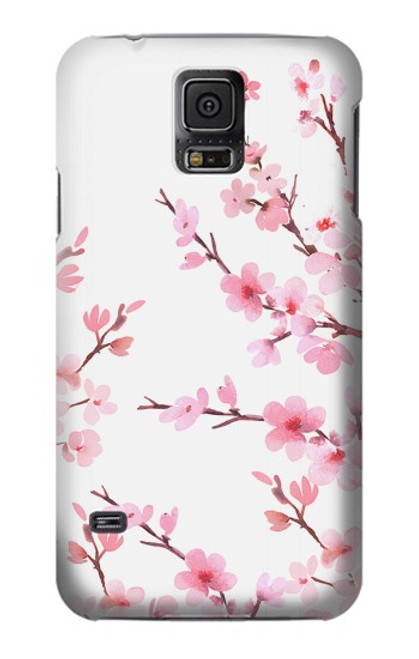 W3707 Pink Cherry Blossom Spring Flower Funda Carcasa Case y Caso Del Tirón Funda para Samsung Galaxy S5
