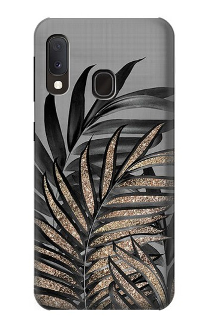 W3692 Gray Black Palm Leaves Funda Carcasa Case y Caso Del Tirón Funda para Samsung Galaxy A20e
