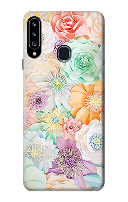 W3705 Pastel Floral Flower Funda Carcasa Case y Caso Del Tirón Funda para Samsung Galaxy A20s