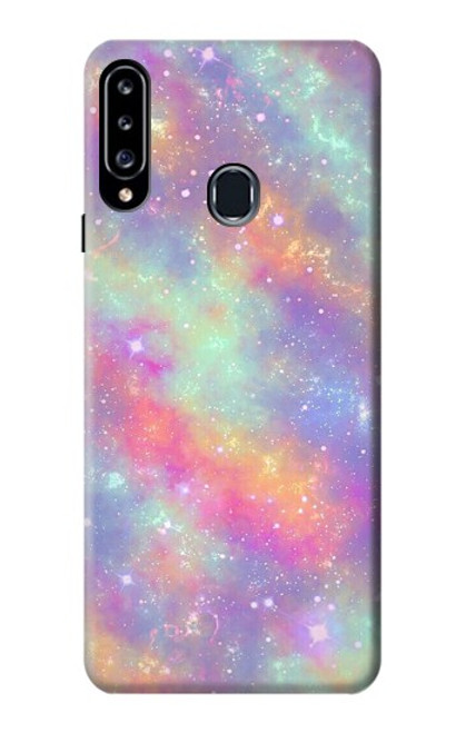 W3706 Pastel Rainbow Galaxy Pink Sky Funda Carcasa Case y Caso Del Tirón Funda para Samsung Galaxy A20s