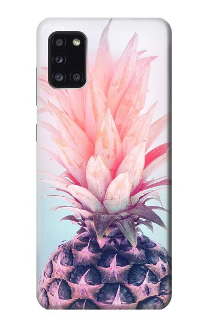 W3711 Pink Pineapple Funda Carcasa Case y Caso Del Tirón Funda para Samsung Galaxy A31