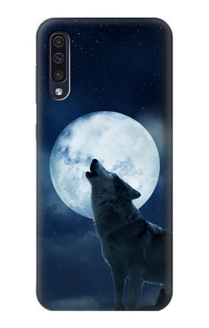 W3693 Grim White Wolf Full Moon Funda Carcasa Case y Caso Del Tirón Funda para Samsung Galaxy A50
