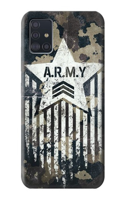 W3666 Army Camo Camouflage Funda Carcasa Case y Caso Del Tirón Funda para Samsung Galaxy A51 5G