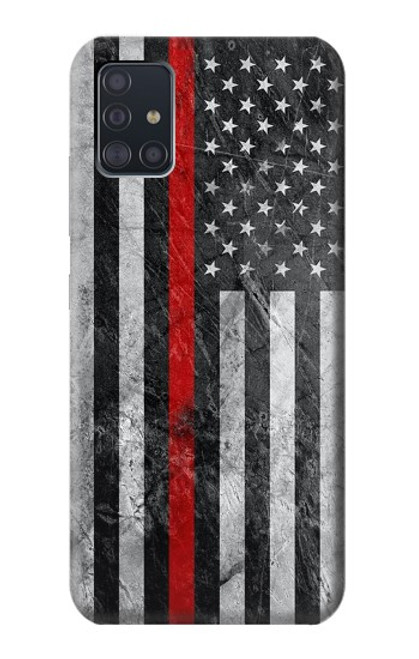 W3687 Firefighter Thin Red Line American Flag Funda Carcasa Case y Caso Del Tirón Funda para Samsung Galaxy A51 5G