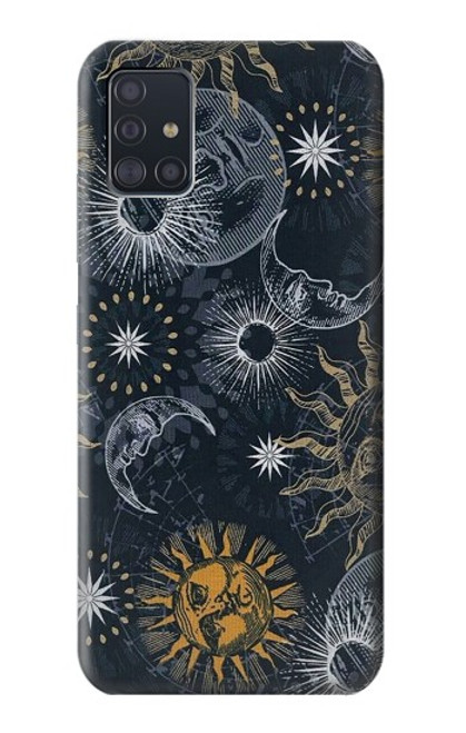 W3702 Moon and Sun Funda Carcasa Case y Caso Del Tirón Funda para Samsung Galaxy A51 5G