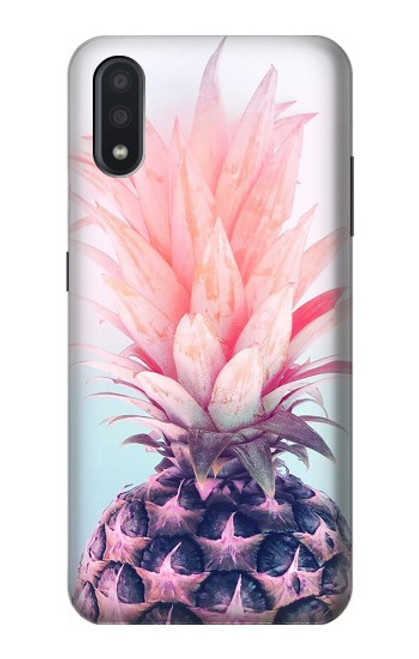 W3711 Pink Pineapple Funda Carcasa Case y Caso Del Tirón Funda para Samsung Galaxy A01