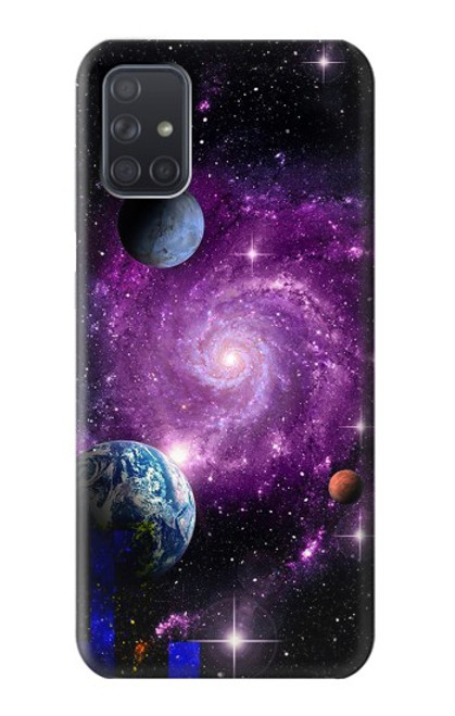 W3689 Galaxy Outer Space Planet Funda Carcasa Case y Caso Del Tirón Funda para Samsung Galaxy A71