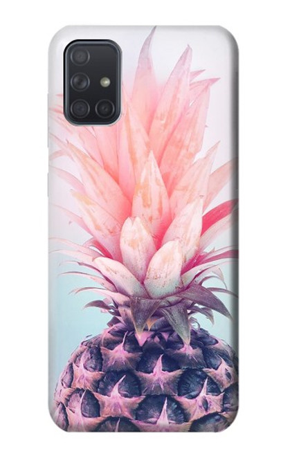 W3711 Pink Pineapple Funda Carcasa Case y Caso Del Tirón Funda para Samsung Galaxy A71