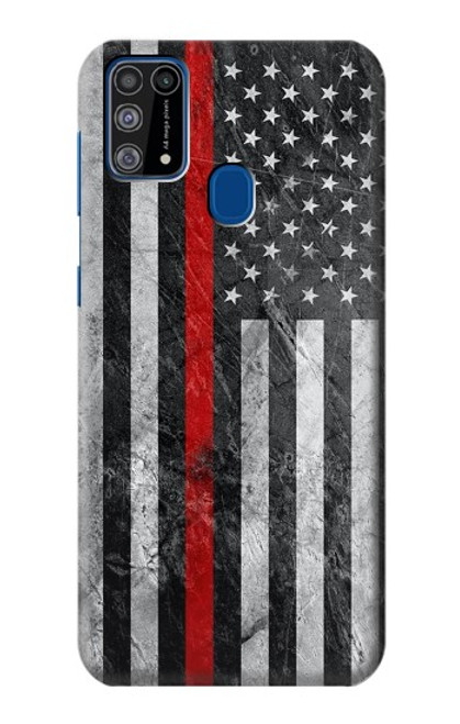 W3687 Firefighter Thin Red Line American Flag Funda Carcasa Case y Caso Del Tirón Funda para Samsung Galaxy M31