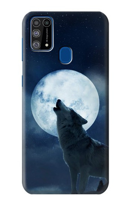 W3693 Grim White Wolf Full Moon Funda Carcasa Case y Caso Del Tirón Funda para Samsung Galaxy M31