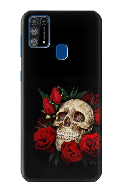 W3753 Dark Gothic Goth Skull Roses Funda Carcasa Case y Caso Del Tirón Funda para Samsung Galaxy M31