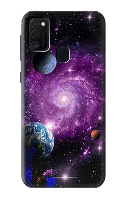 W3689 Galaxy Outer Space Planet Funda Carcasa Case y Caso Del Tirón Funda para Samsung Galaxy M21