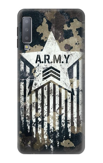 W3666 Army Camo Camouflage Funda Carcasa Case y Caso Del Tirón Funda para Samsung Galaxy A7 (2018)