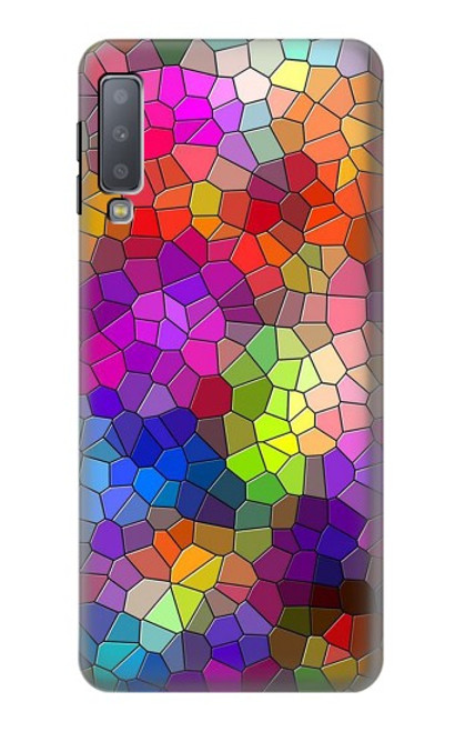 W3677 Colorful Brick Mosaics Funda Carcasa Case y Caso Del Tirón Funda para Samsung Galaxy A7 (2018)